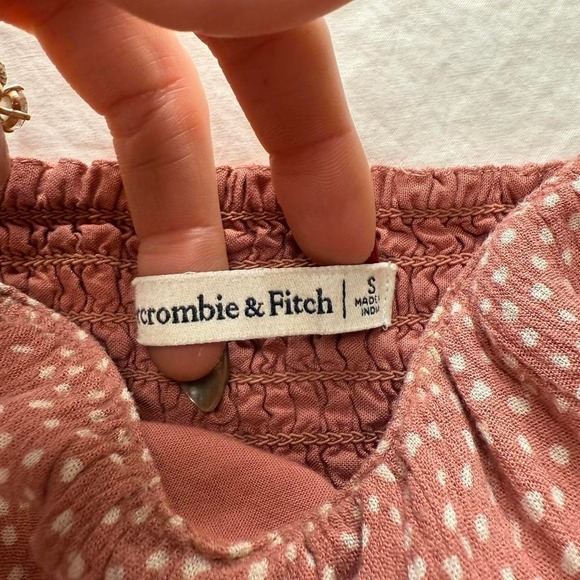 Cottagecore Abercrombie & Fitch Pink Smocked Poplin Puff Sleeve Top Sz S - Picture 3 of 5